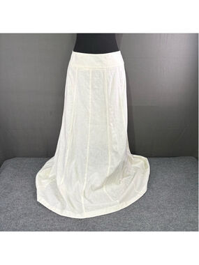 Linen Maxi Skirt Women 6 Melanie Lyne A-Line High Waist Minimalist Coastal White